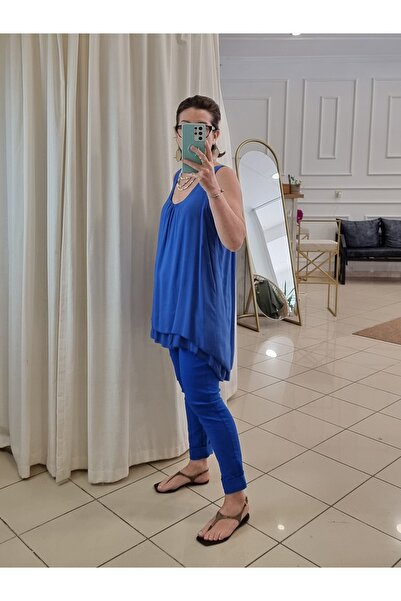 pudubutik Lace Detail Viscose Undershirt Blue Italian