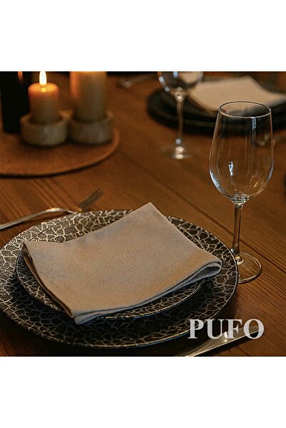 PUFO Set of 6 elegant Pufo Ellegant Black glass plates for serving appetizers, desserts, 28 cm, black