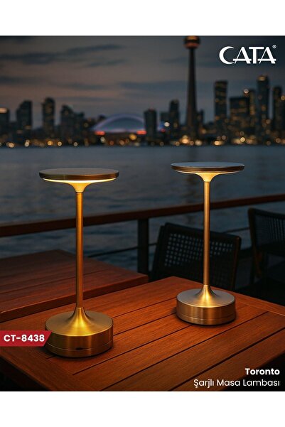 Cata CT-8438 Toronto Şarjlı Masa Lambası Gold Gövde