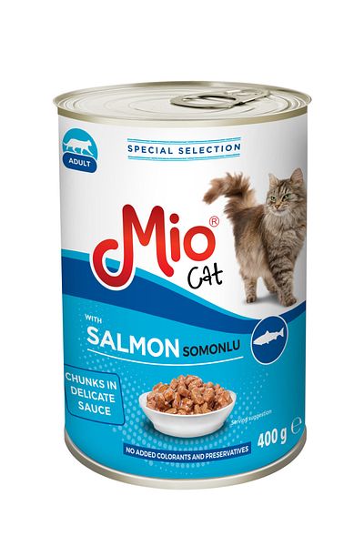 MİO Wet Food for Cats❤️ Adult cat food, Mio Cat, salmon, pack of 10 Cans Cats 400g