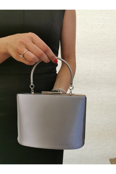 MODA Beegi Women Satin Platinum Evening Dress Clutch Night Chain Wedding Bag