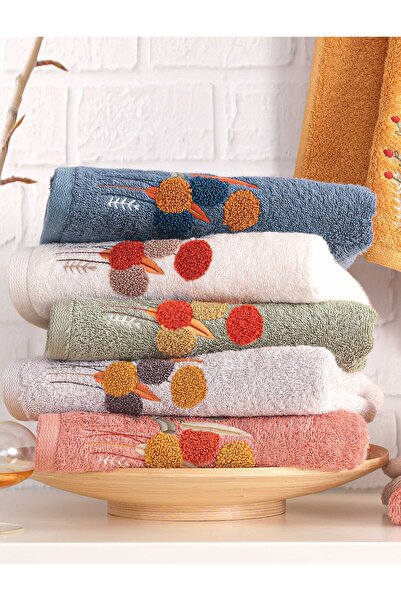 MARİBOR SIMA - %70 Bambu / %30 Pamuk Suzeni Nakışlı El Havlusu - 6'lı Set 50x90