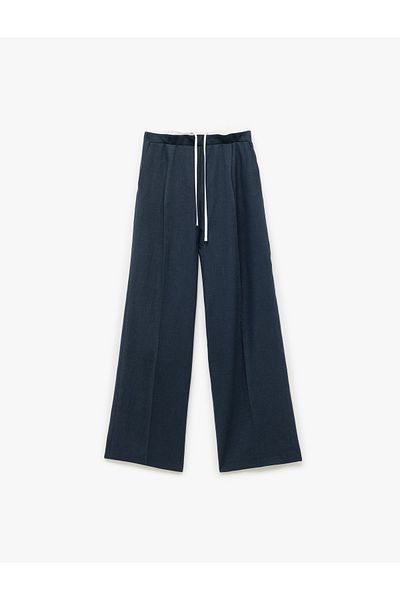 Koton Pantaloni de in cu talie dublă, cu buzunare, cu picioare largi