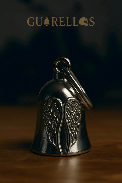 Guarellos Guardian Bell Biker Keychain with Wing Figure – Luck and Protection Bell Auspicious Talisman