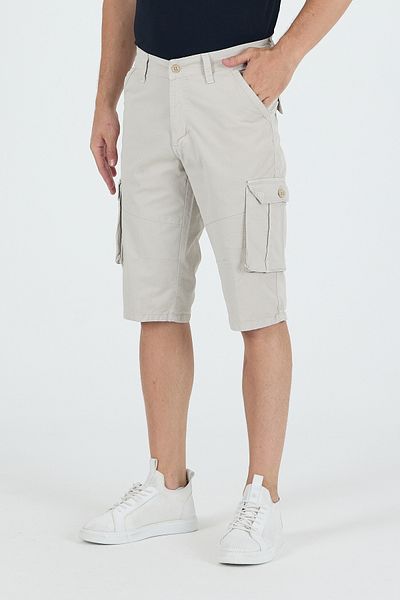 twentyfive25 Men's Cargo Pocket Knee Length Shorts Stone Color Bermuda Capri
