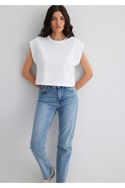 Mavi Λευκό Crop Basic T-shirt Regular Fit / Κανονική κοπή 1613280-620