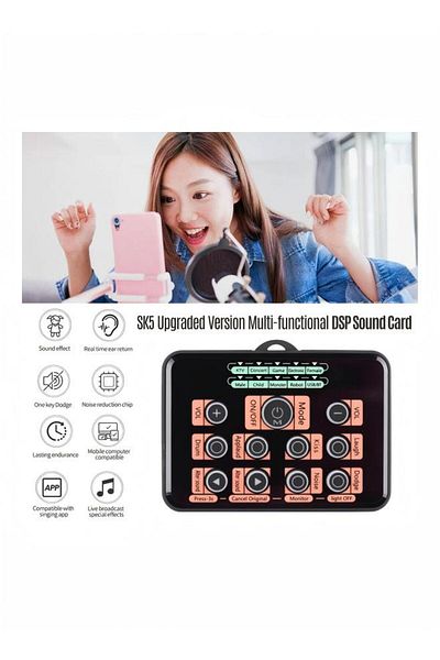 Generic Sk5 إصدار مُحسّن، بطاقة صوت DSP متعددة الوظائف، مُغيّر صوت للهواتف المحمولة وأجهزة الكمبيوتر