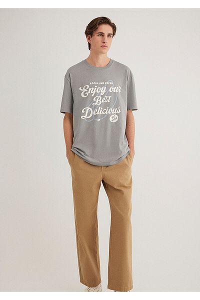 Mavi Printed Gray T-Shirt Loose Fit / Loose Relaxed Cut 0612308 -70098