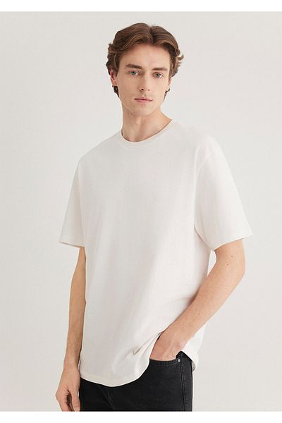Mavi Λευκό Basic T-Shirt με λεπτομέρεια ετικέτας Loose Fit / Loose Relaxed Fit 0611824 -70057