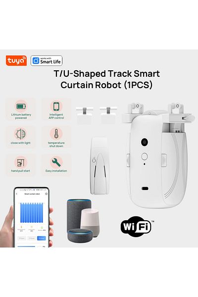 Choice روبوت الستارة الذكي Tuya Wifi-tu-single مع تطبيق Wi-Fi للتحكم عن بعد/التحكم الصوتي (ALEXA GOOGLE SIRI)