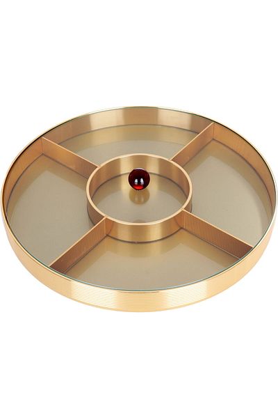 Alsaif Gallery Plastic Serving Plate Al Seif Gallery, Round, Divided into Five Sections, Lid - Gold