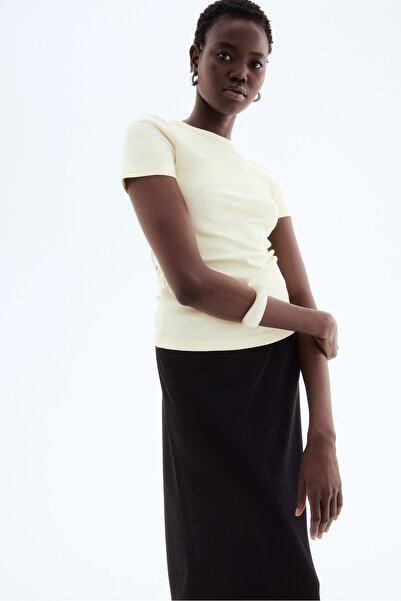 H&M Modal Karışımlı ve Ribanalı Tişört