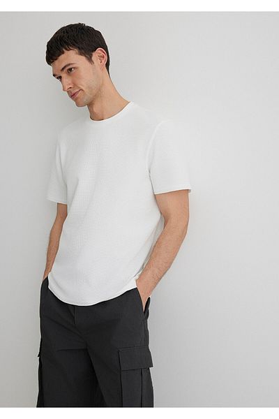 Mavi Λευκό T-Shirt με υφή - κανονική εφαρμογή,0610277-70054