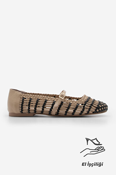 Marjin Women's Hand Braided Banded Babet Limba Beige