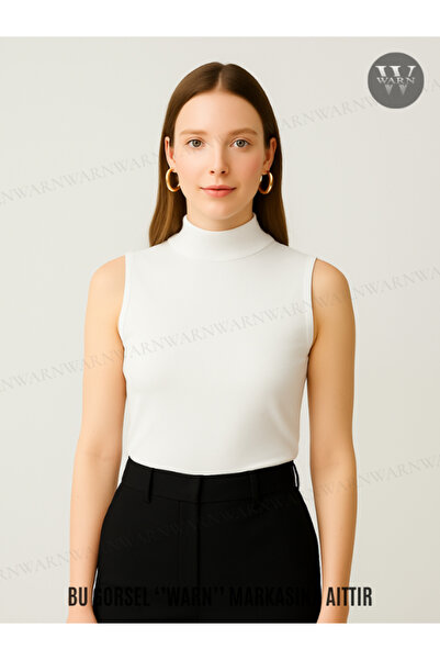 warn Дамски боди без ръкави с половин деколте, черно-бял, лято