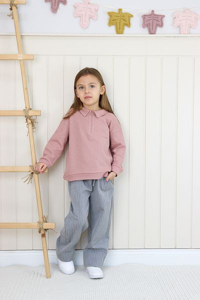 MiaBaby Gray Striped Trousers Powder Sweat Double Set Gripantpudra23
