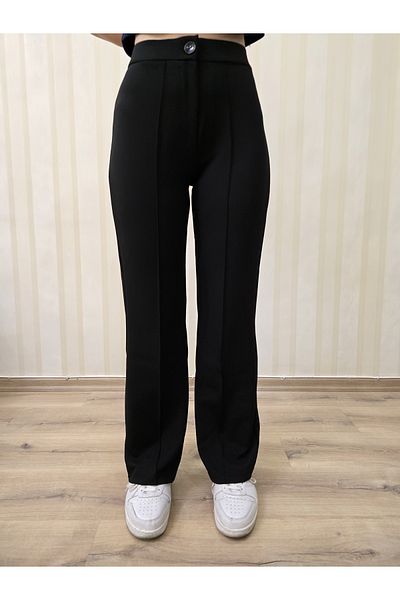 MODASPARK Black High Waist Flared Leg Women's Palazzo Trousers