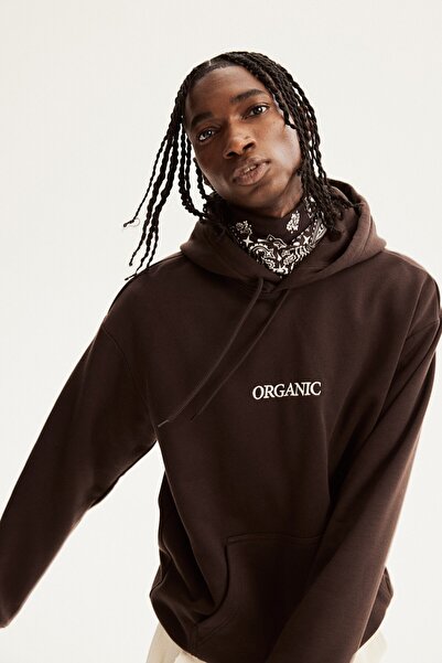 H&M Loose Fit Baskılı ve Kapüşonlu Üst
