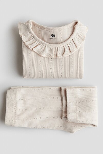 H&M 2 Parçalı Delik Desenli ve Pamuklu Set