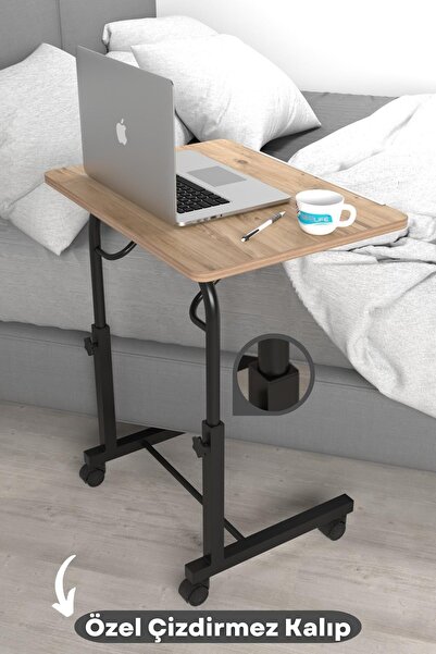 Depolife Eğim Yükseklik Ayarlı Laptop Sehpası Kahvaltı Ders Çalışma Bilgisayar Masası Metal Ayak Tekerlekli