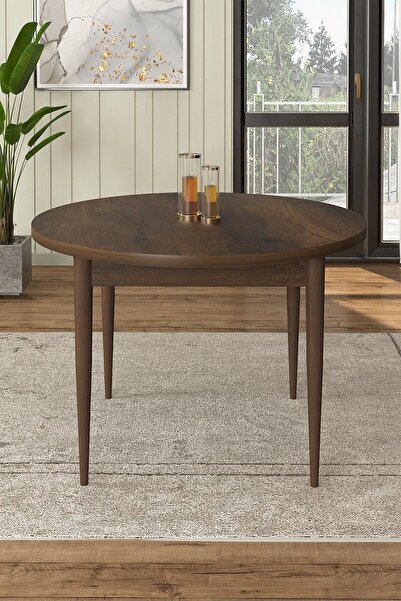 Canisa Concept Rox Serisi 90x90 Yuvarlak Sabit Barok Ahşap Desen Masa