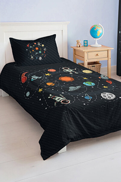 Realhomes مجموعة غطاء سرير بيك لغرفة الأطفال والمراهقين بموضوع الفضاء