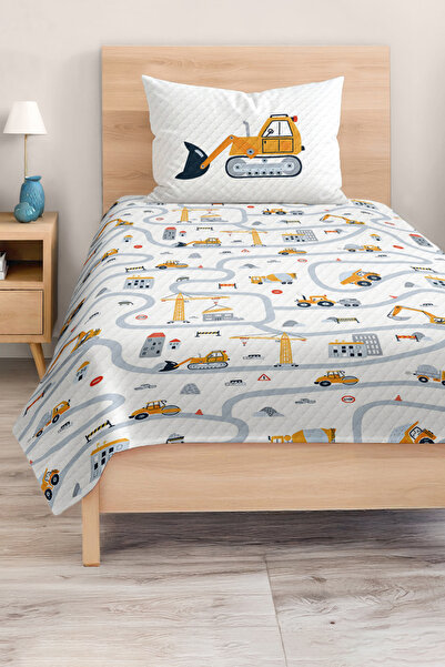 Realhomes مجموعة مفرش سرير منقوشة للأطفال والمراهقين باللون الأصفر