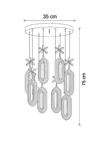 İstanbul Avize İstanbul Avize Led Alfa 8'li Gümüş Kumandalı Üç Renk Led Lüx Ledli Avize