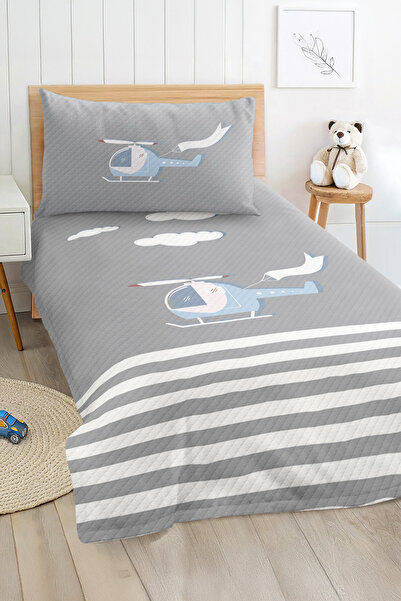 Realhomes مجموعة غطاء سرير بيك لغرفة الأطفال والمراهقين بنمط هليكوبتر