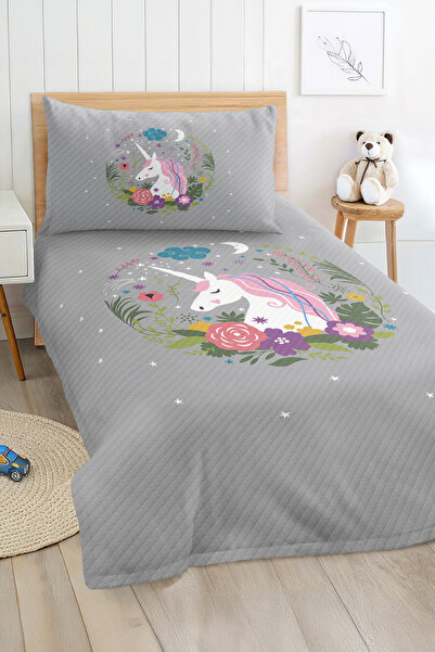 Realhomes مجموعة غطاء سرير بيك لغرفة الأطفال والمراهقين بنمط وحيد القرن