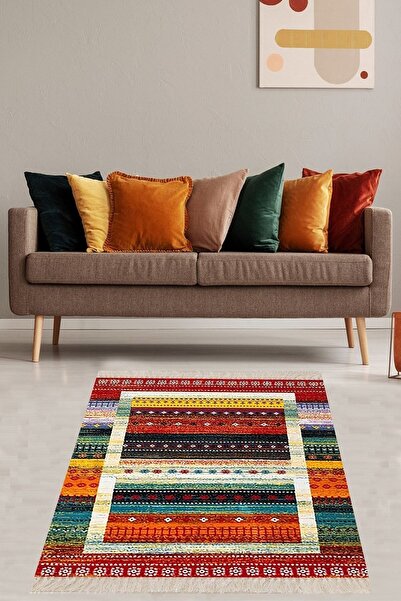 on the clouds Kilim Desenli Renk Geçişli Yıkanabilir Kaymaz Taban Leke Tutmaz...