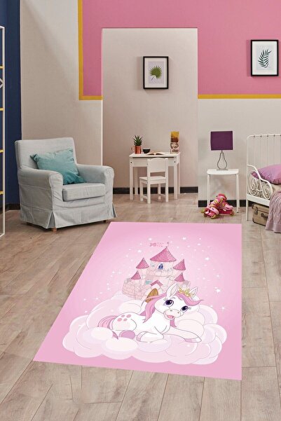 farbala Unicorn Dijital Baskı Kaymaz Taban Leke Tutmaz Yıkanabilir İnce Yazlı...