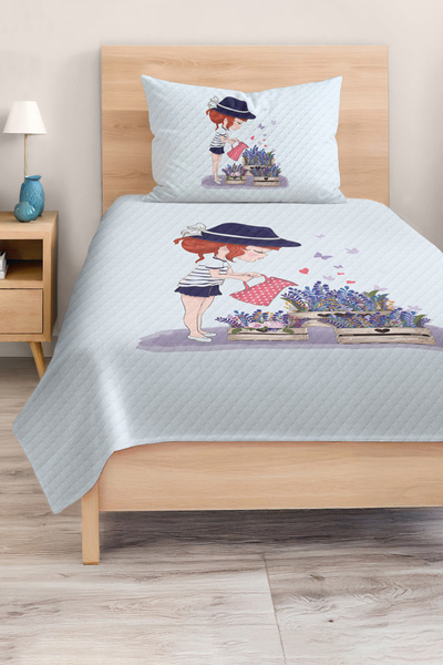 Realhomes مجموعة غطاء سرير بيك لغرفة الأطفال والمراهقين مفردة بنمط زهور