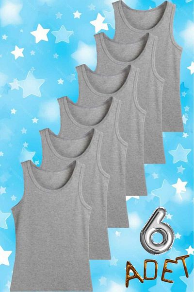 Akpınar Çamaşırları Pack of 6 Gray Boys' Combed Cotton Undershirt