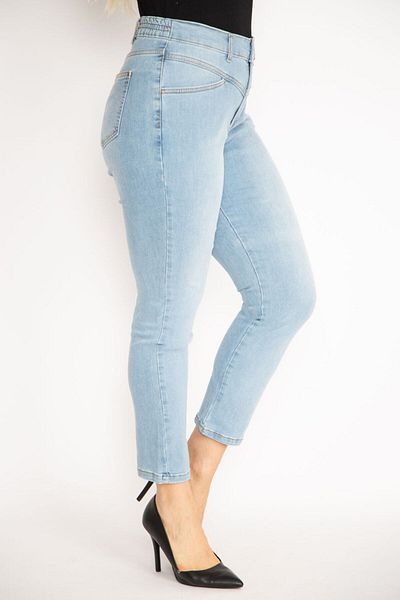 Şans Pantaloni din denim cu detaliu cupa albastra pentru femei marime mare 65n35142