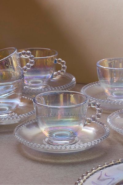 Perotti Beaded Luster 6 Person 90ml Glass Coffee Cup 17064