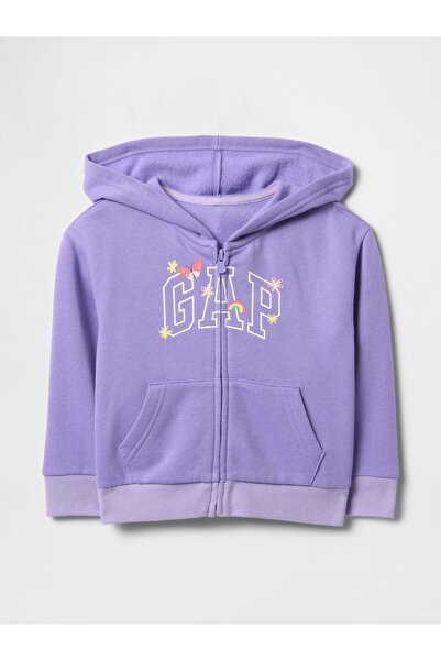 GAP Kız Bebek Mavi Gap Logo Fransız Havlu Kapüşonlu Sweatshirt