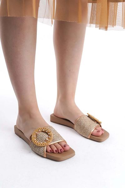 ERDAL KOÇYİĞİT AYAKKABI Ek Pretty 209 Women's Straw Slippers