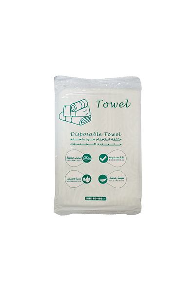 RA Disposable Cotton Towels, 160x80 cm, Pack of 20, White