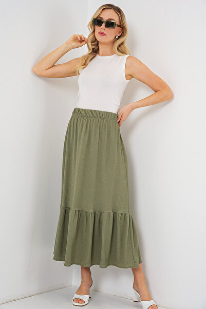 Bigdart 1886 Long Knitted Skirt - Khaki