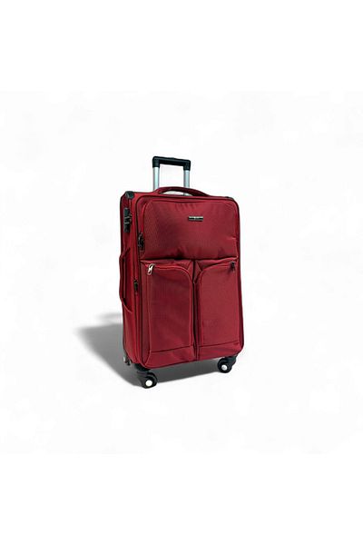 Rorik Textile Trolley, 42 L, S 55x35x23 cm, anti-theft combination zipper suitcase, 360° wheels, Red