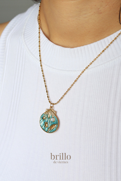 Brillo قلادة ذات نهاية فولاذية بتصميم سلسلة بتصميم بحري