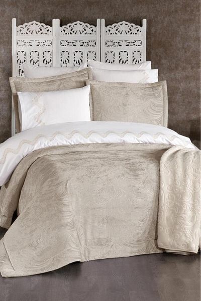 Çeyiz Diyarı Efsun 10 Piece Blanket Dowry Set Cream