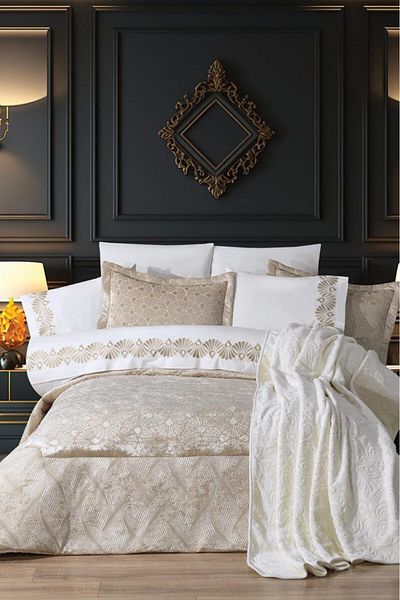 Çeyiz Diyarı Freya 10 Piece Blanket Dowry Set Beige