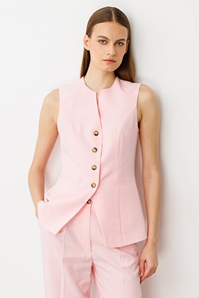 Ekol Önü Düğmeli Kolsuz Yelek