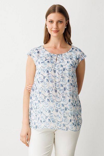 Ekol Patterned Sleeveless Plus Size Blouse