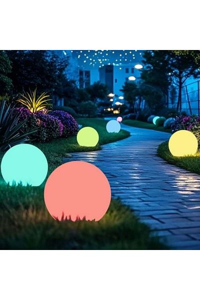 awwaline Lampă solară sferică RGB cu telecomandă, Ø25 cm, impermeabilă IP65