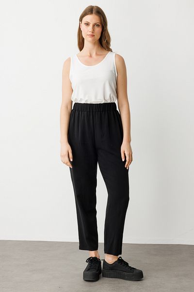 Ekol Carrot Cut Trousers with Elastic Waist