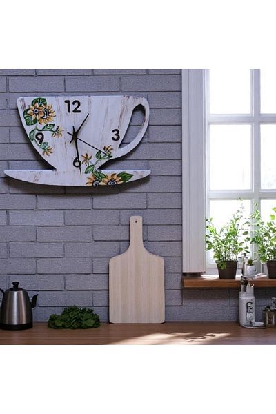 Decoratiuni Vintage Casa Retro Sunflower wall clock, cup-shaped, hand-painted, 25/40 cm
