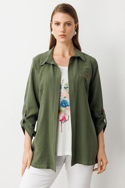 Ekol Trench with Patterned Blouse Inside